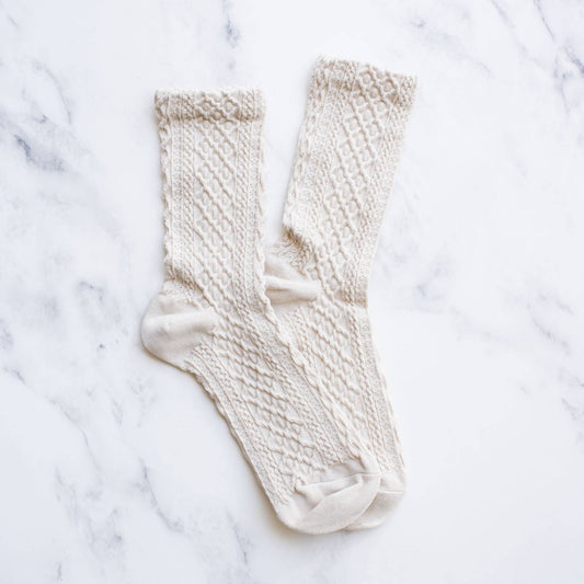 Women's Honeycomb Casual Socks: Oatmeal