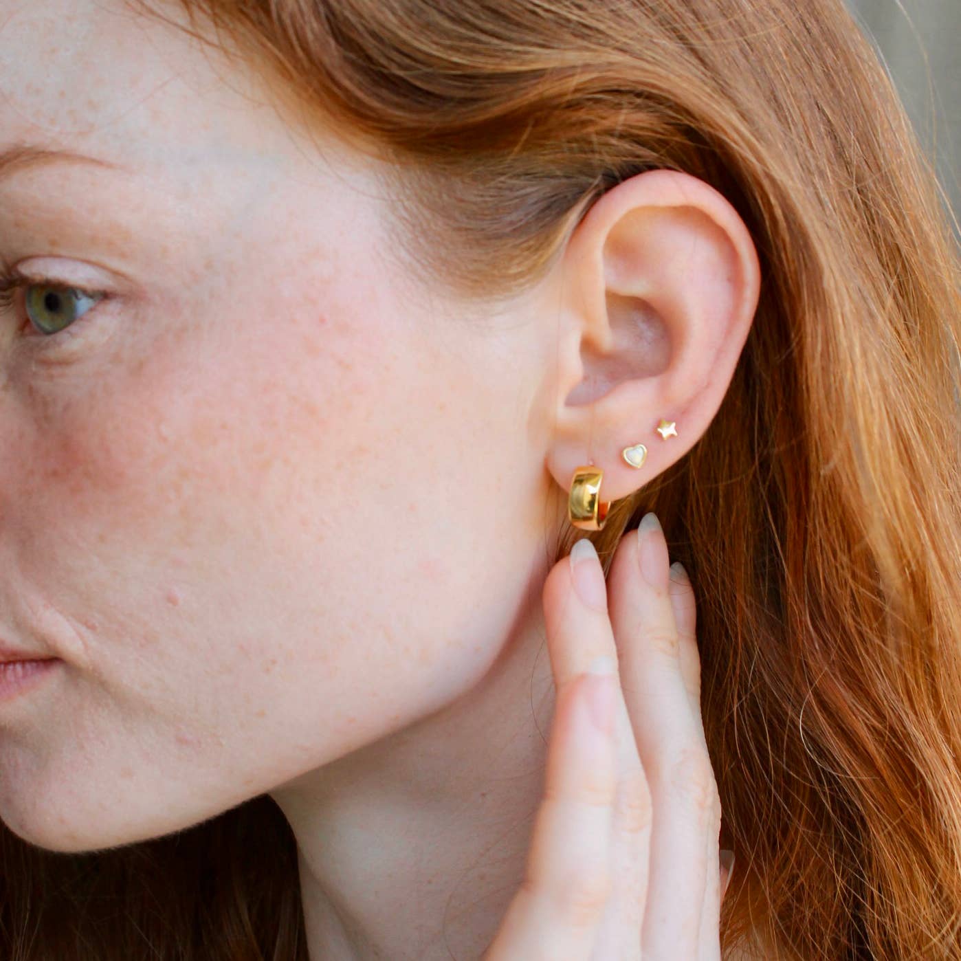 Earrings - Wide Hinged Huggie Hoop Earrings 18K Gold Vermeil