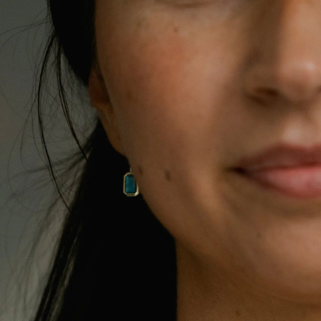 Lisa Fletcher - Ophelia Gold Plate Dangle Earring - Labradorite