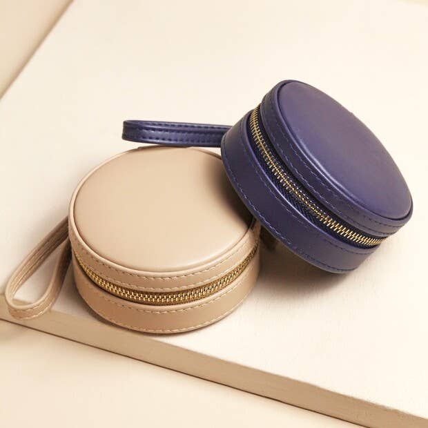 Jewellery Case -  Round Travel in Navy