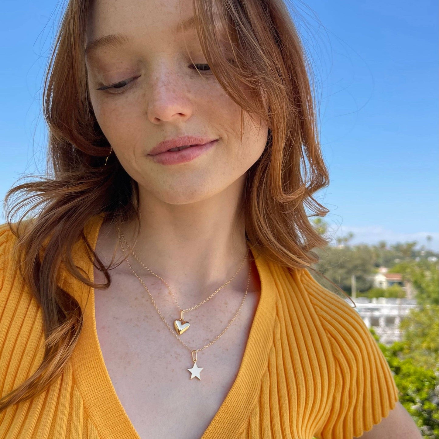 Puffy Heart Charm Necklace | 18K Gold Vermeil