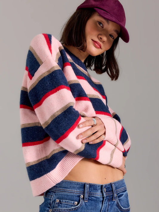 Daze Carlyle Sweater - coral stripe