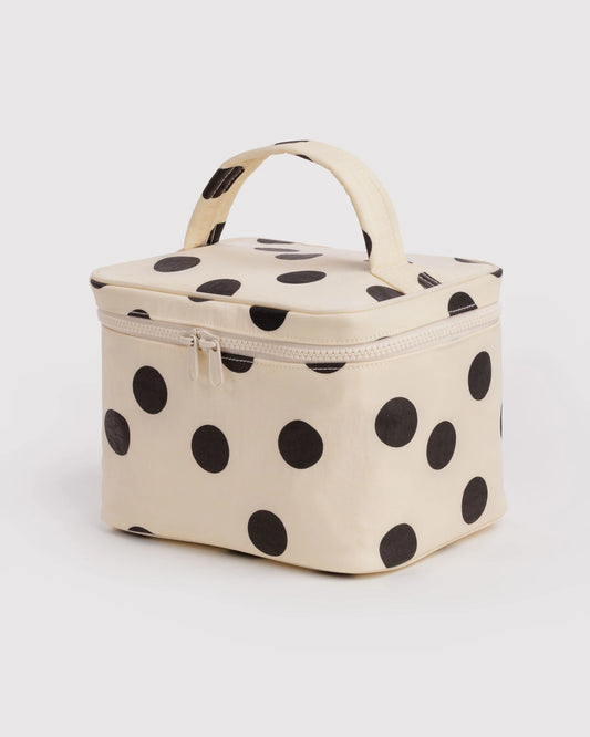 Cosmetic Case - Large - Crème/Black Polka Dot