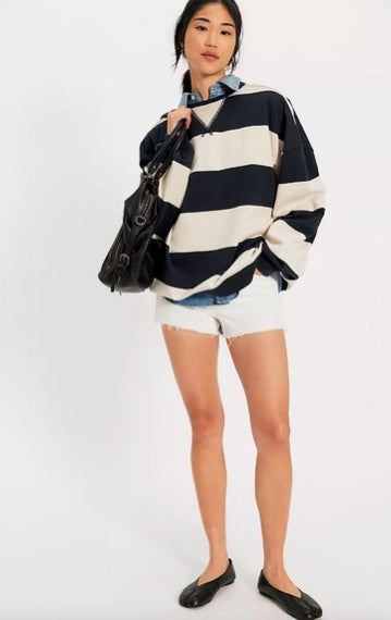 Free People Classic Striped Oversized Crewneck