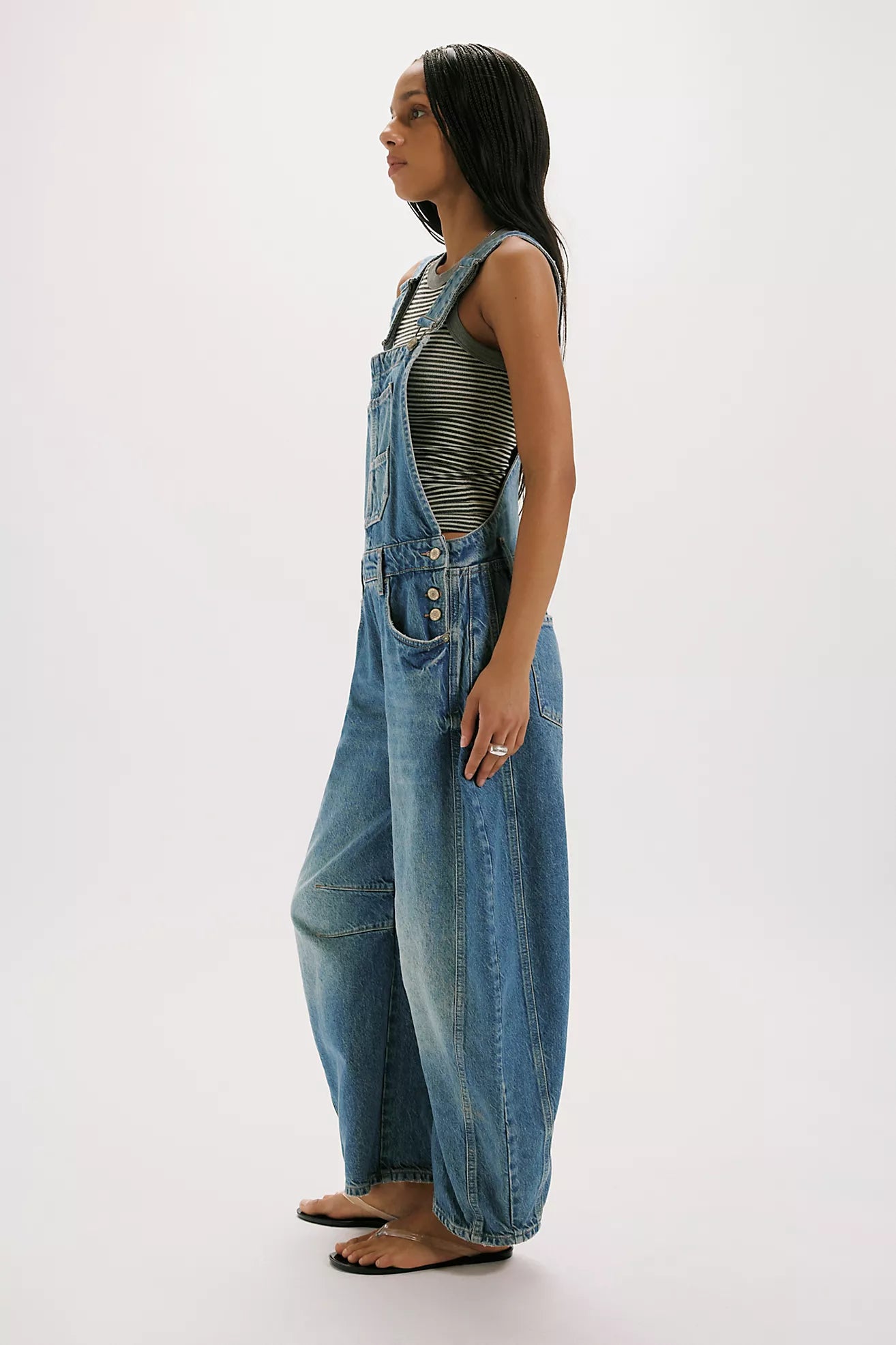 Free People Good Luck Barrel Overalls