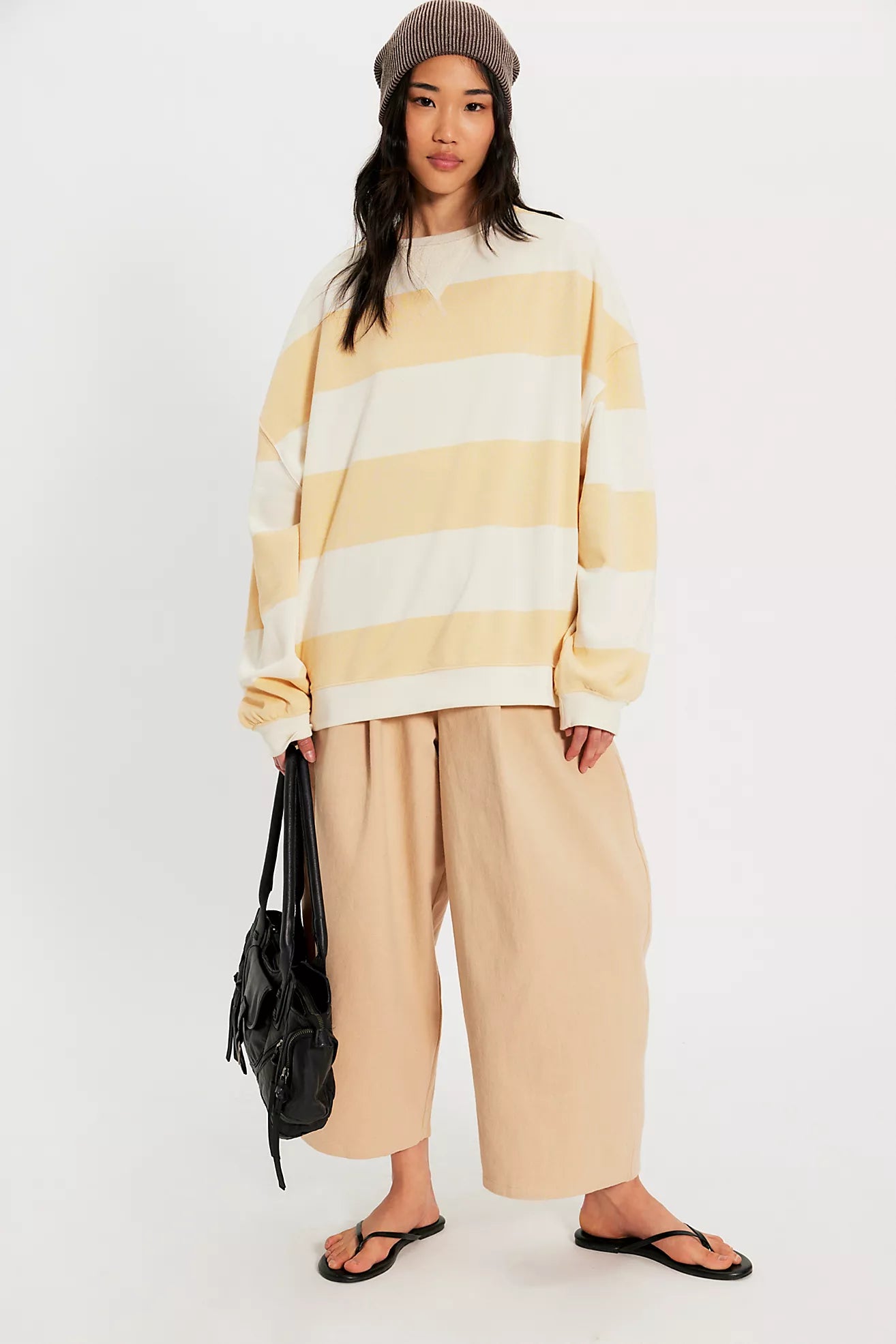 Free People Classic Striped Oversized Crewneck