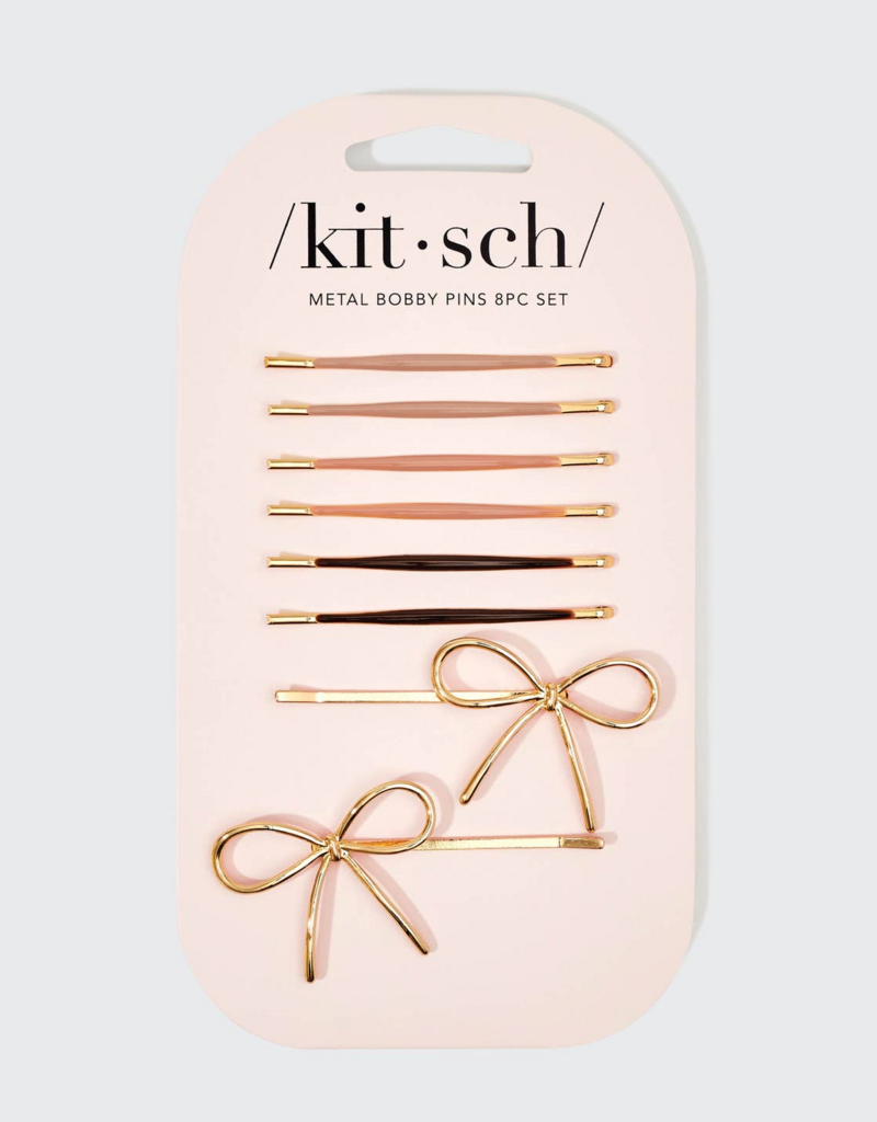 Metal Enamel Cloud and Bow 8pc Bobby Pins Set