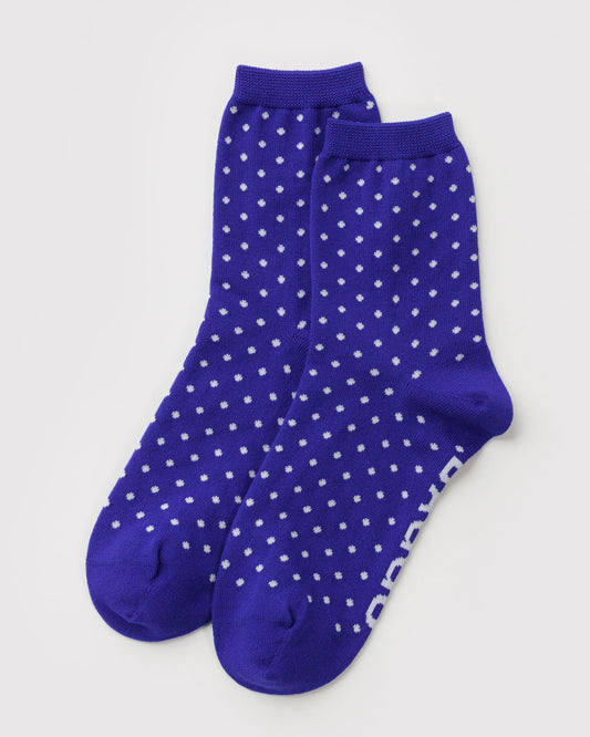 Crew Socks - Blue/White Polka Dot