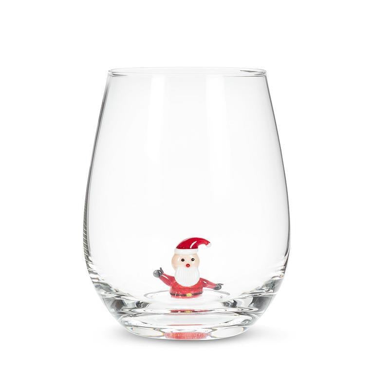 Stemless Wine Glass - Santa