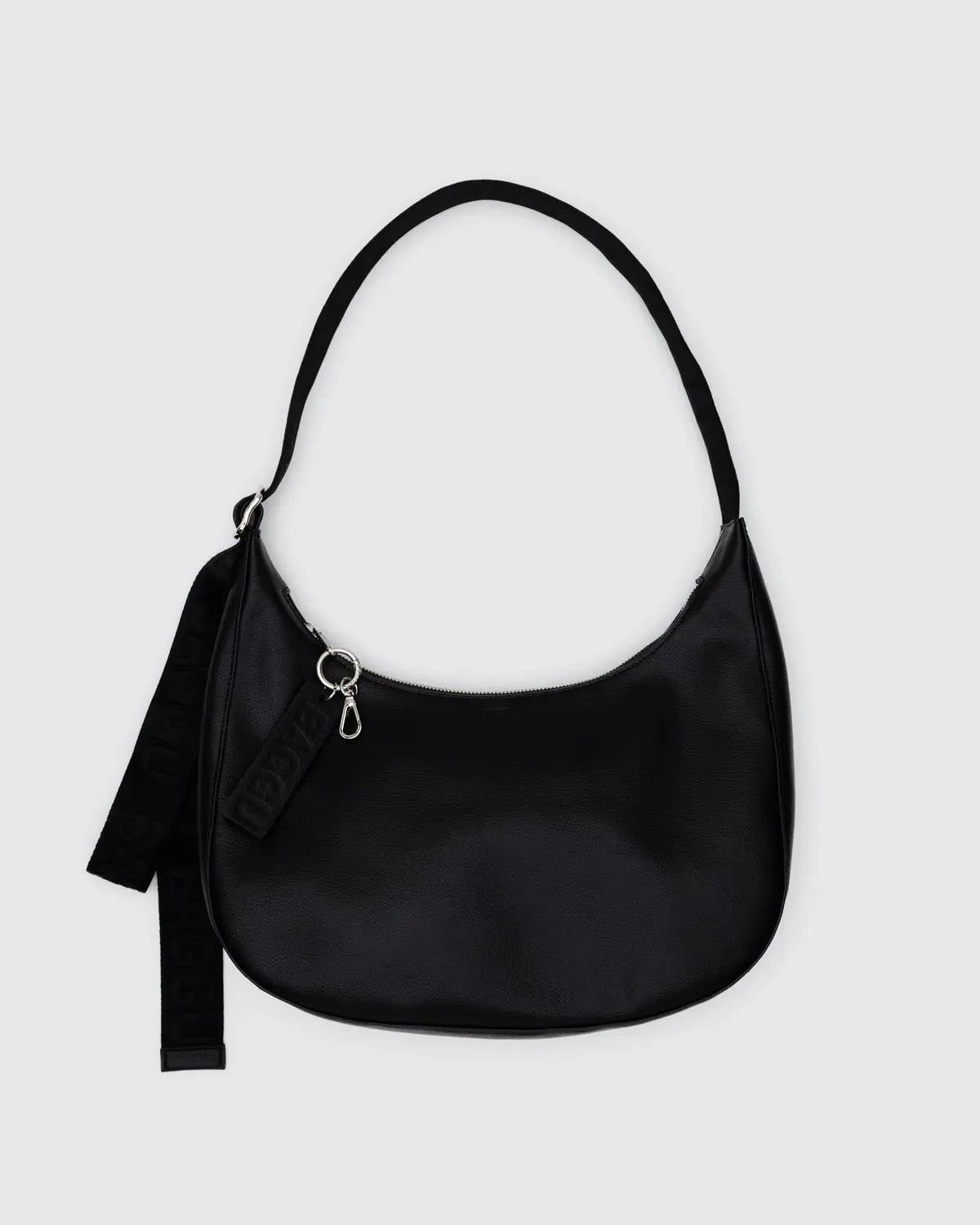 Leather Medium Crescent Bag - Black