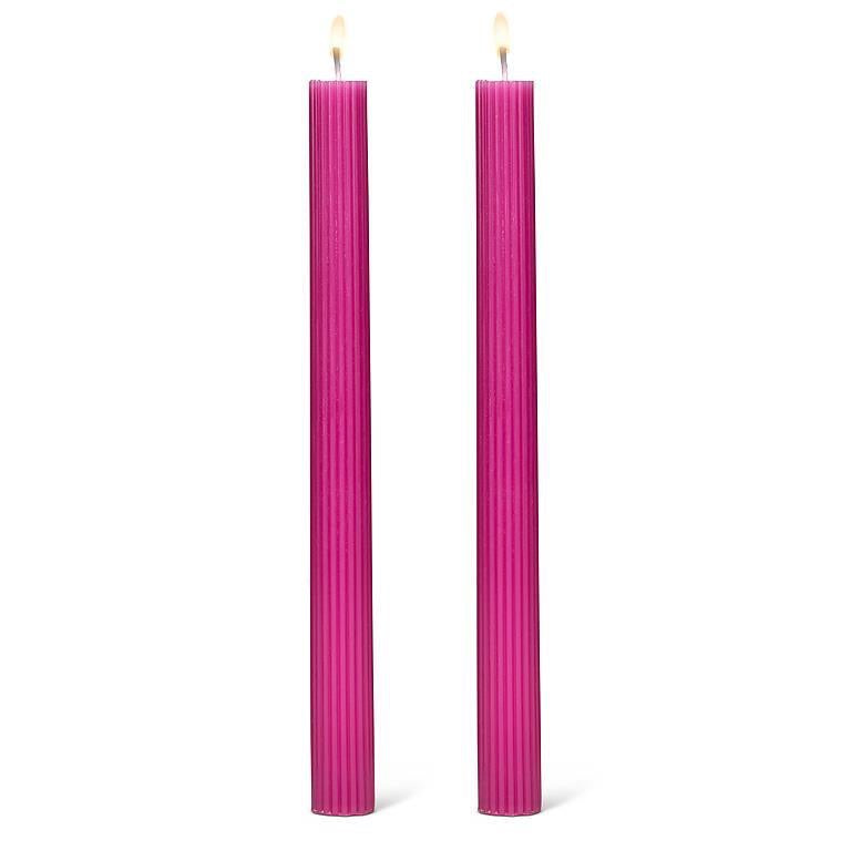 Taper Candle - Ribbed/Fushia