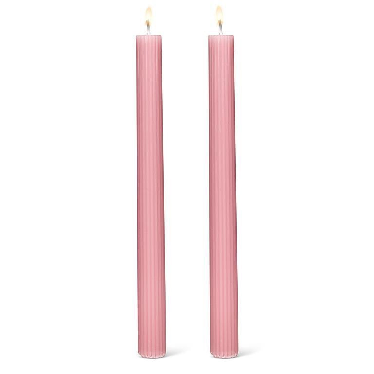 Taper Candle - Ribbed/Pink