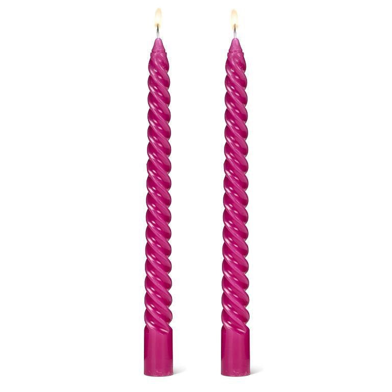 Taper Candle- Spiral/Fushia