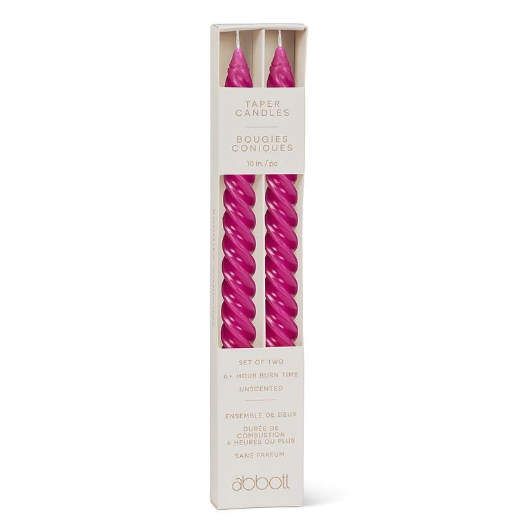 Taper Candle- Spiral/Fushia