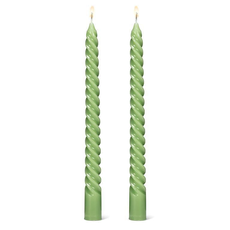 Taper Candle - Spiral/Sage Green