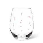 AMOUR -  Stemless Wine Glass with Pink Hearts