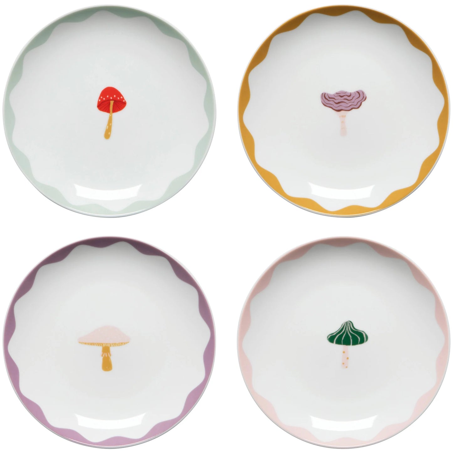 Appetizer Plates - Mushroom Gems -  Set of 4