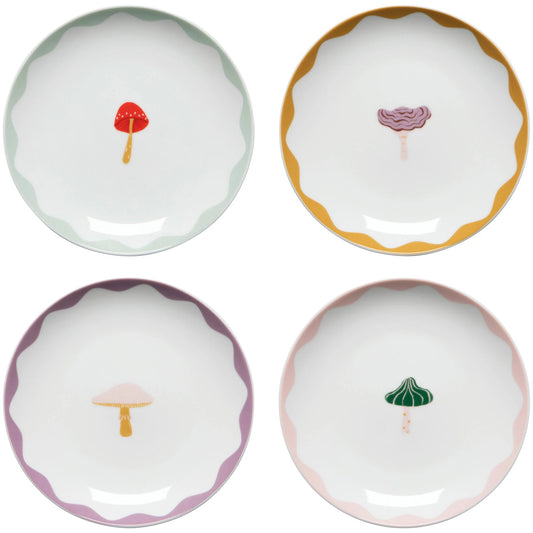 Appetizer Plates - Mushroom Gems -  Set of 4