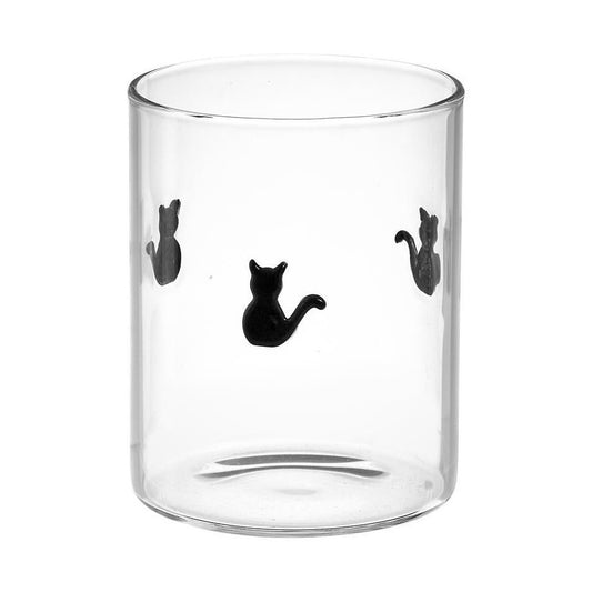 DRINKING GLASS ICON CAT BLACK
