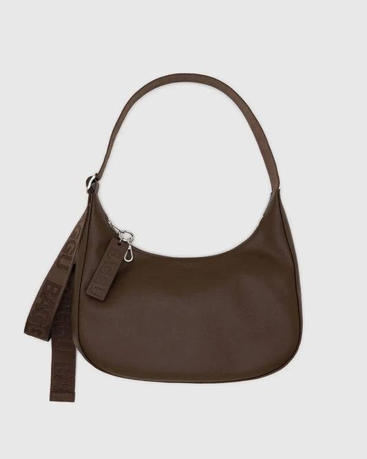 Leather Medium Crescent Bag - Brown