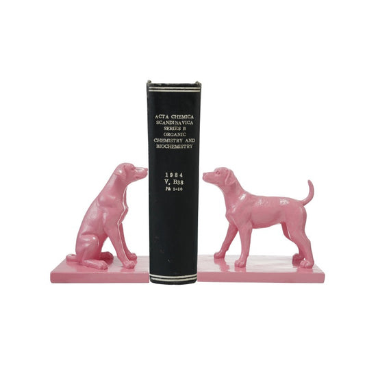 Resin Dog Bookends -  Pink