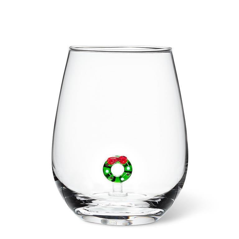 Stemless Wine Glass - Wreath