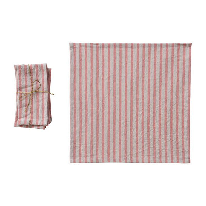 18" Square Cotton Printed Striped Napkins - 18"
