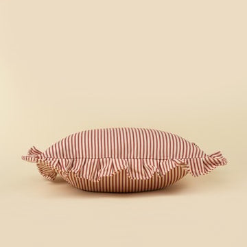Red Ruffle Ticking 20"x20" Cushion
