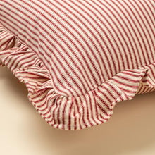 Red Ruffle Ticking 20"x20" Cushion