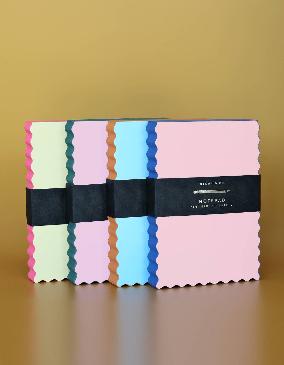 Notepad - Mini Wave Shaped | Citron + Hot Coral Edge