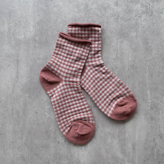 Picnic Mid Crew Socks: Mauve