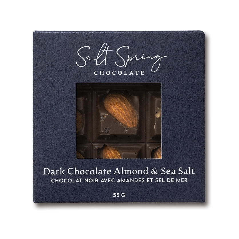 Salt Spring Chocolate - Dark Chocolate Almond & Sea Salt Peekaboo Bar de Jin