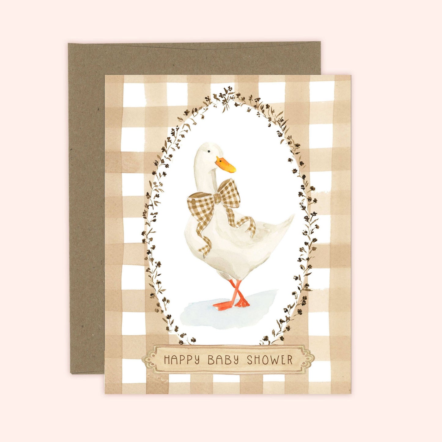 Plaid Baby Shower Card | Goose Card: White
