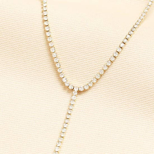 Crystal Lariat Necklace in Gold