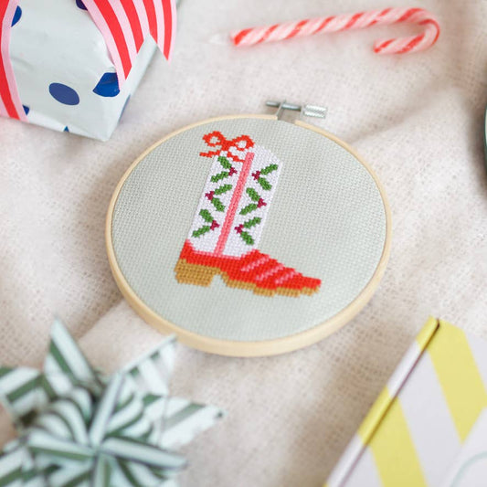 Cross Stitch Kit - Christmas Cowboy Boot