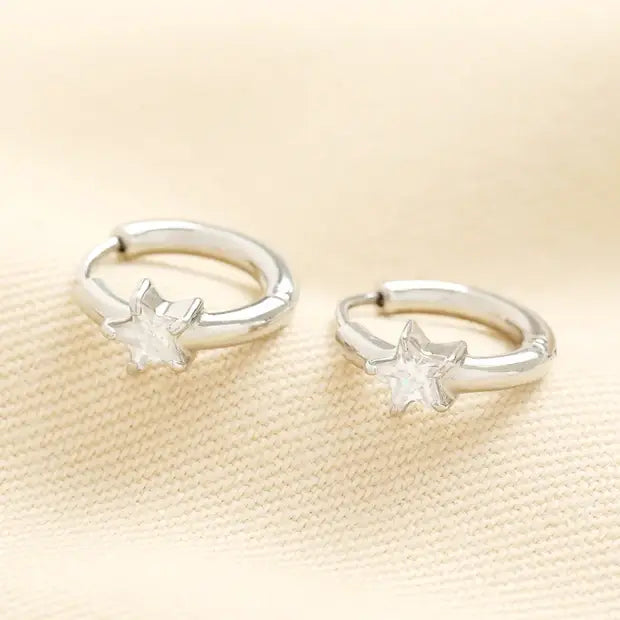 Earrings - Crystal Star Huggie Hoop