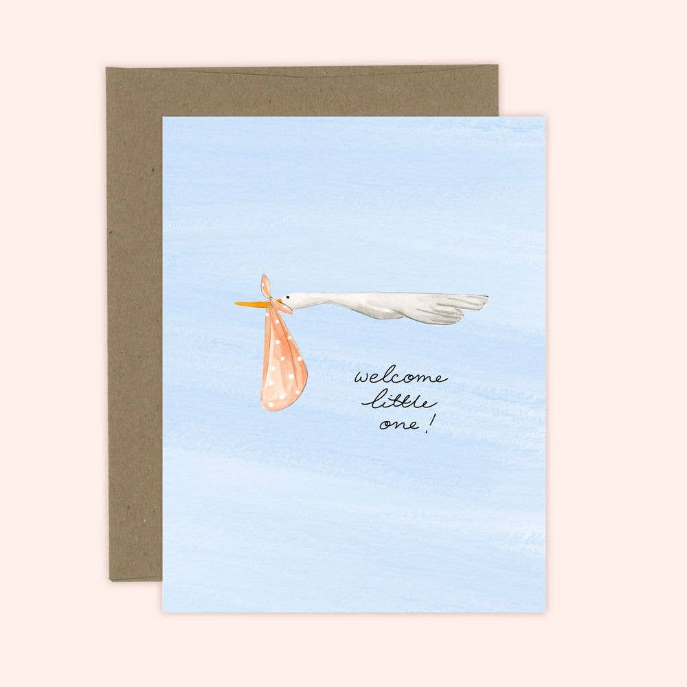 Welcome Little One Greeting Card | New Mom Baby Card: White
