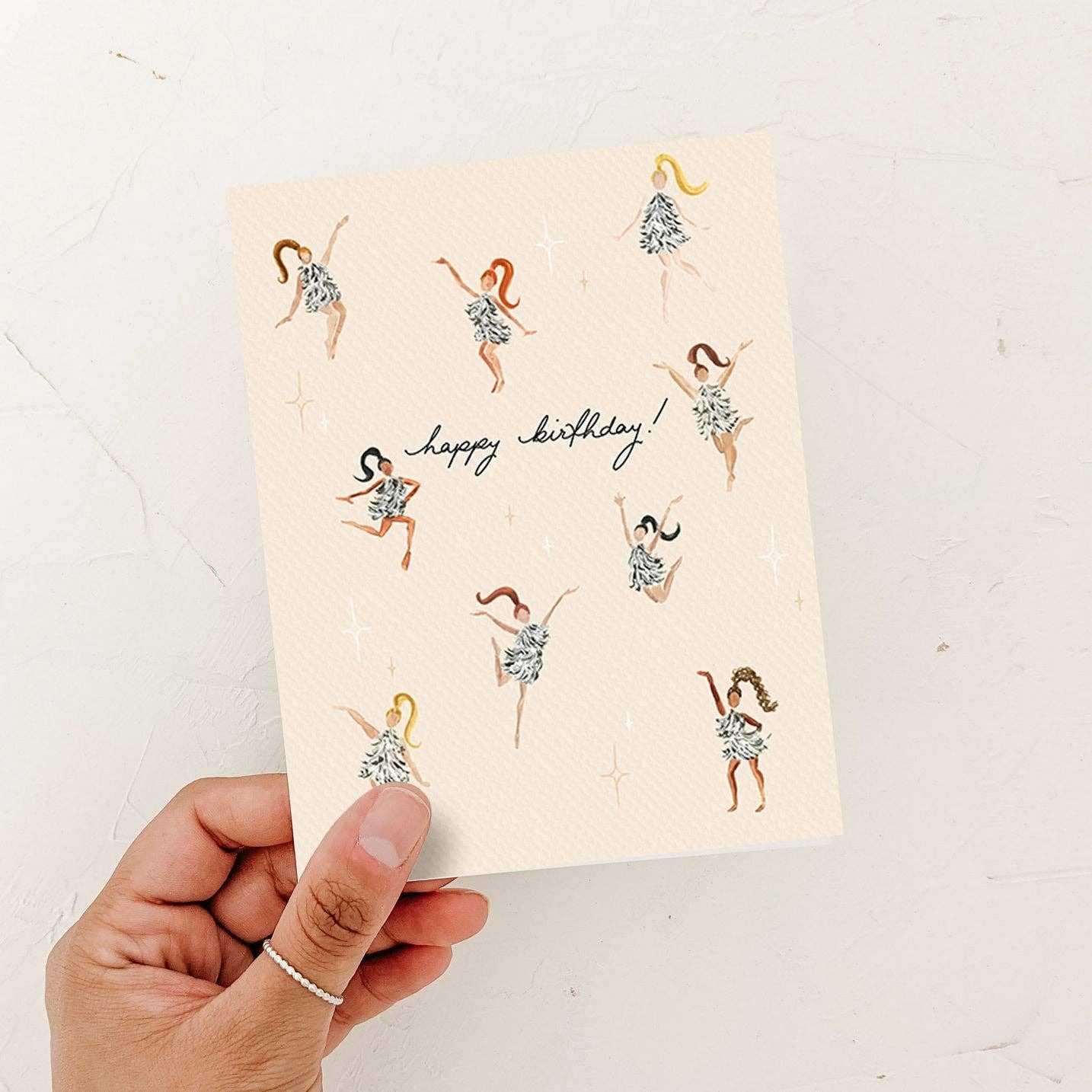 Birthday Disco Girls Card: White