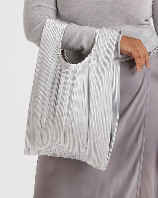 Pleated Baggu - Chrome Metallic