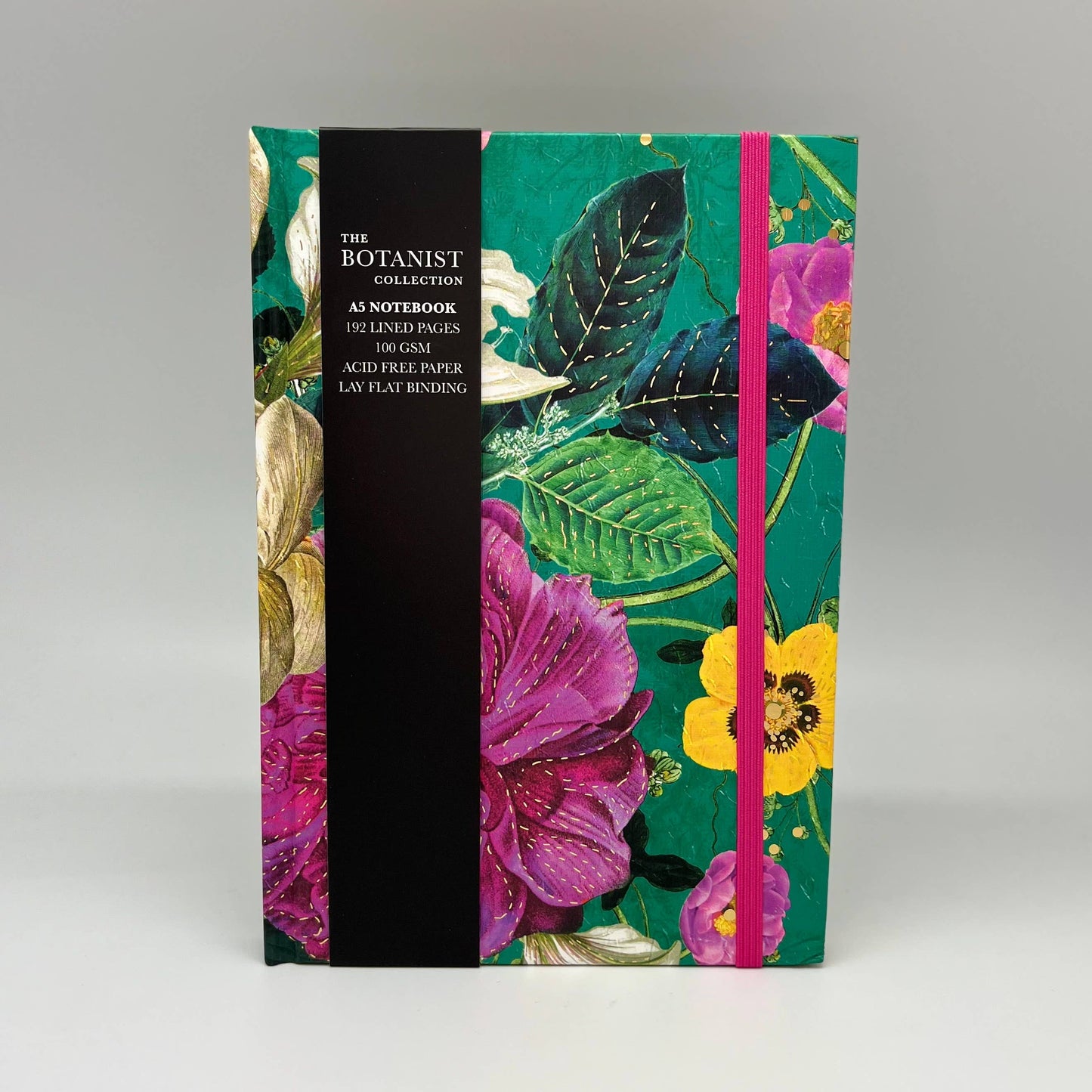 A5 Hardback Notebook Green Gift Stationery Flowers