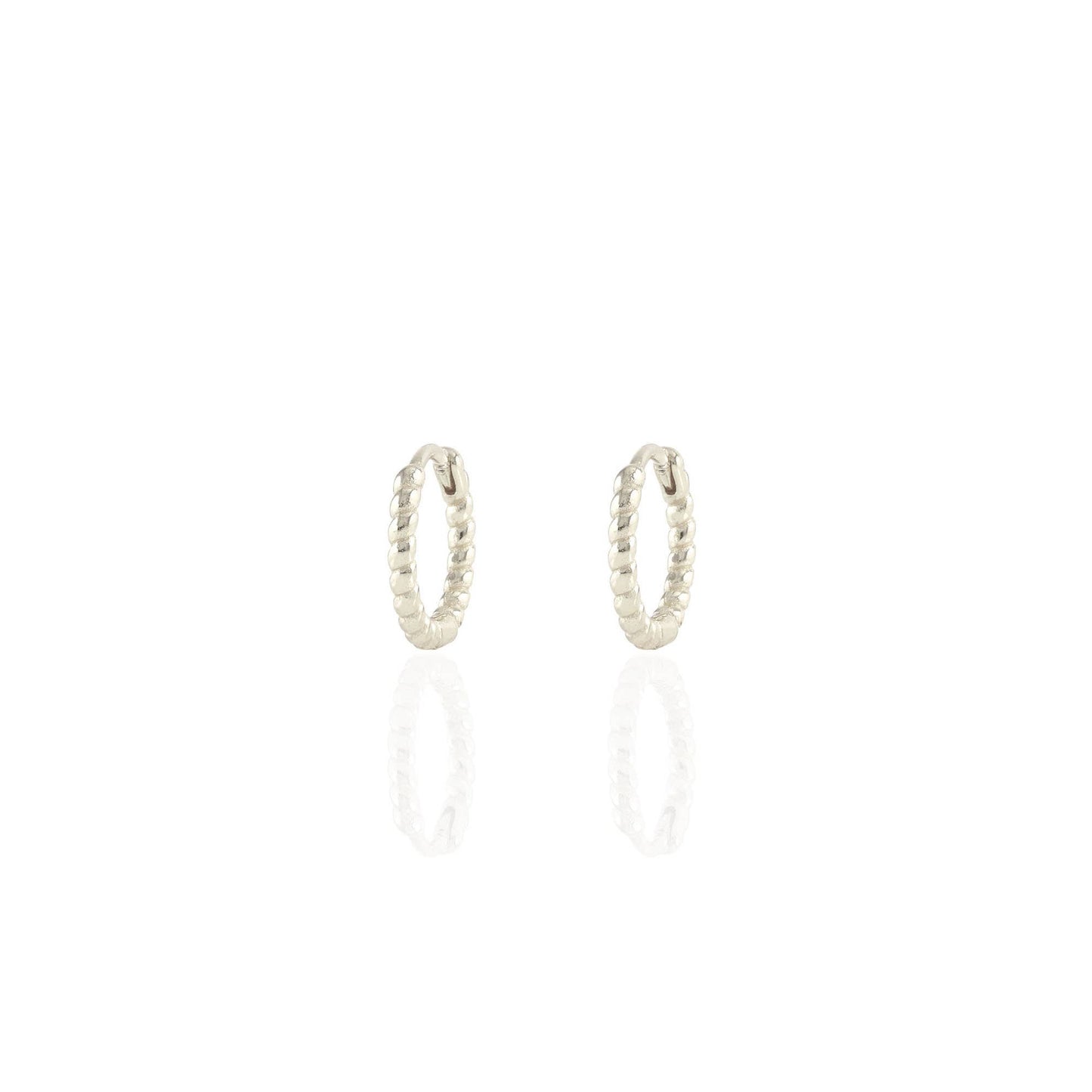 Earrings - Twisted Hinged Huggie Hoop - Sterling Silver