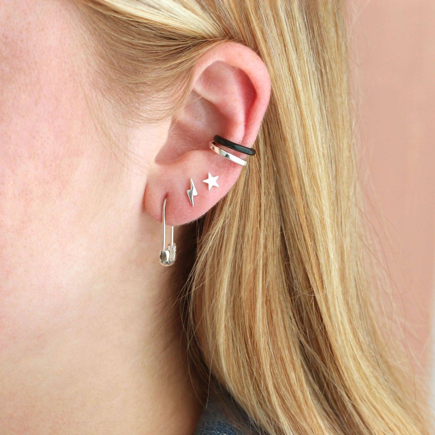 Safety Pin Hoop Earrings | Sterling Silver
