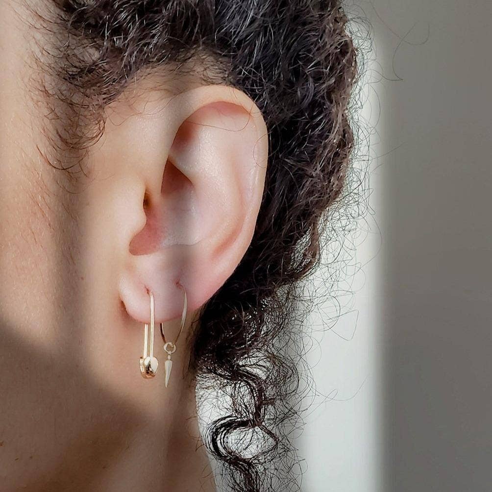 Earrings - Safety Pin Hoop Earrings 18K Gold Vermeil
