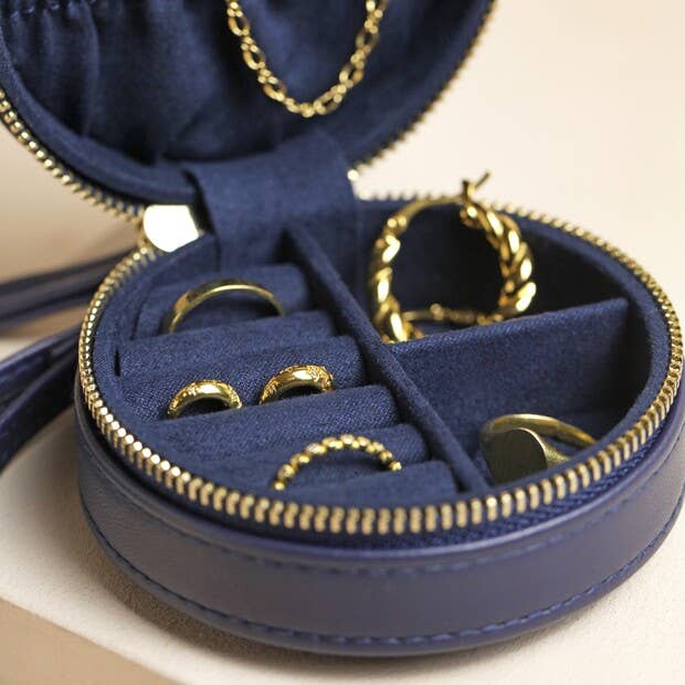 Jewellery Case -  Round Travel in Navy