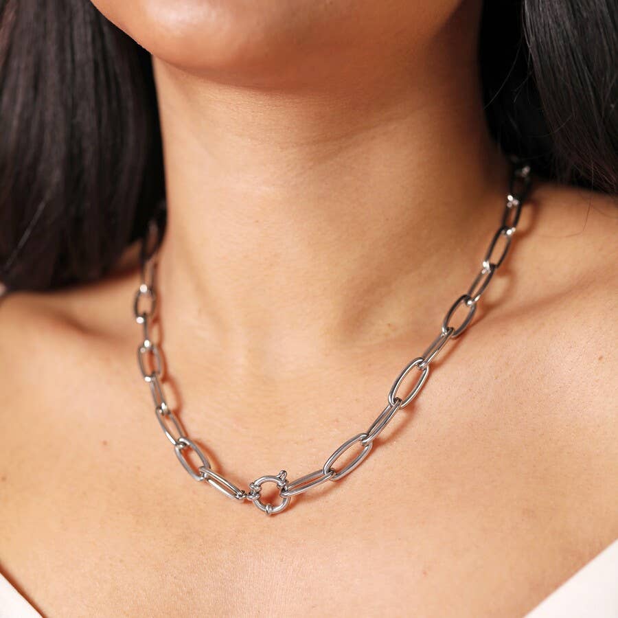 Chunky Paperclip Chain Necklace in Silver