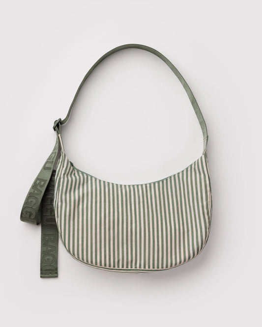 Medium Crescent Bag -  Sage Stripe