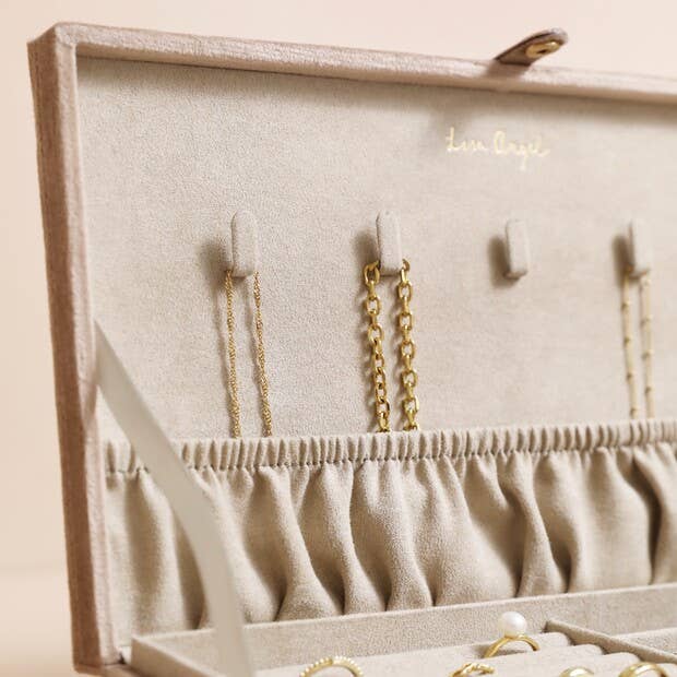Jewelery Box - Taupe Quilted Velvet