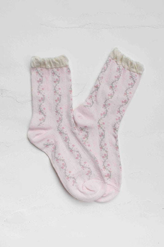 Vintage Floral Vine Crew | Pink