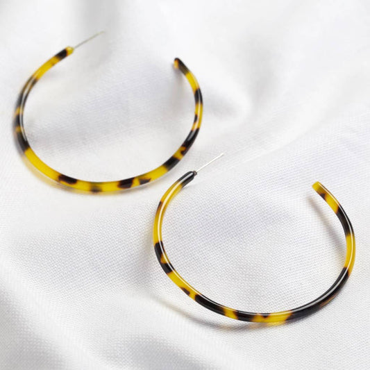 Earrings - Large Tortoiseshell Resin Hoops