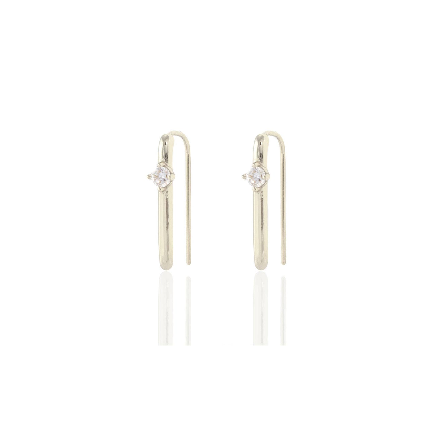 Arc Pull Through Hoop Earrings with Crystal Sterling Silver